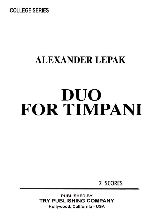 Duo for Timpani - by Alexander Lepak - TRY1151